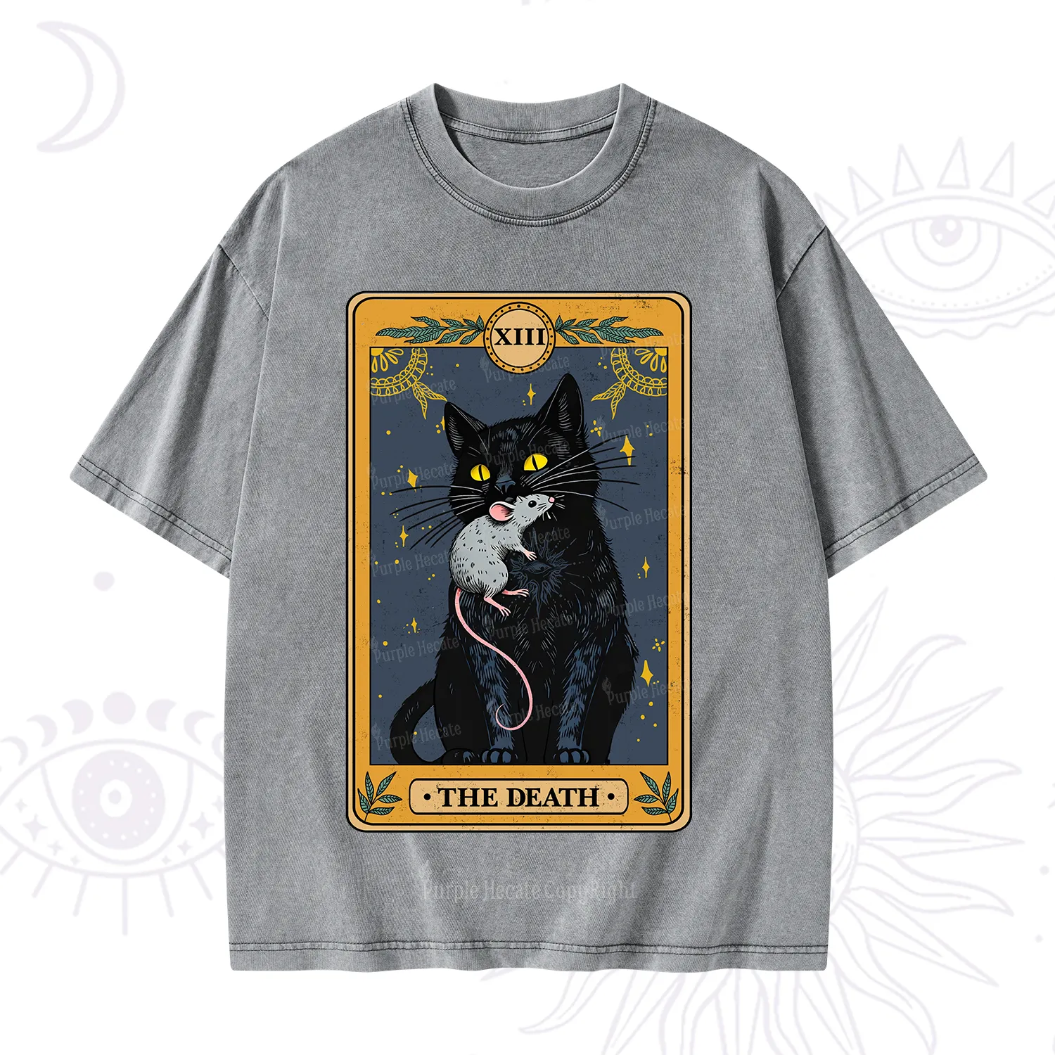 Purplehecate The Death Tarot Cat Washed T-Shirt