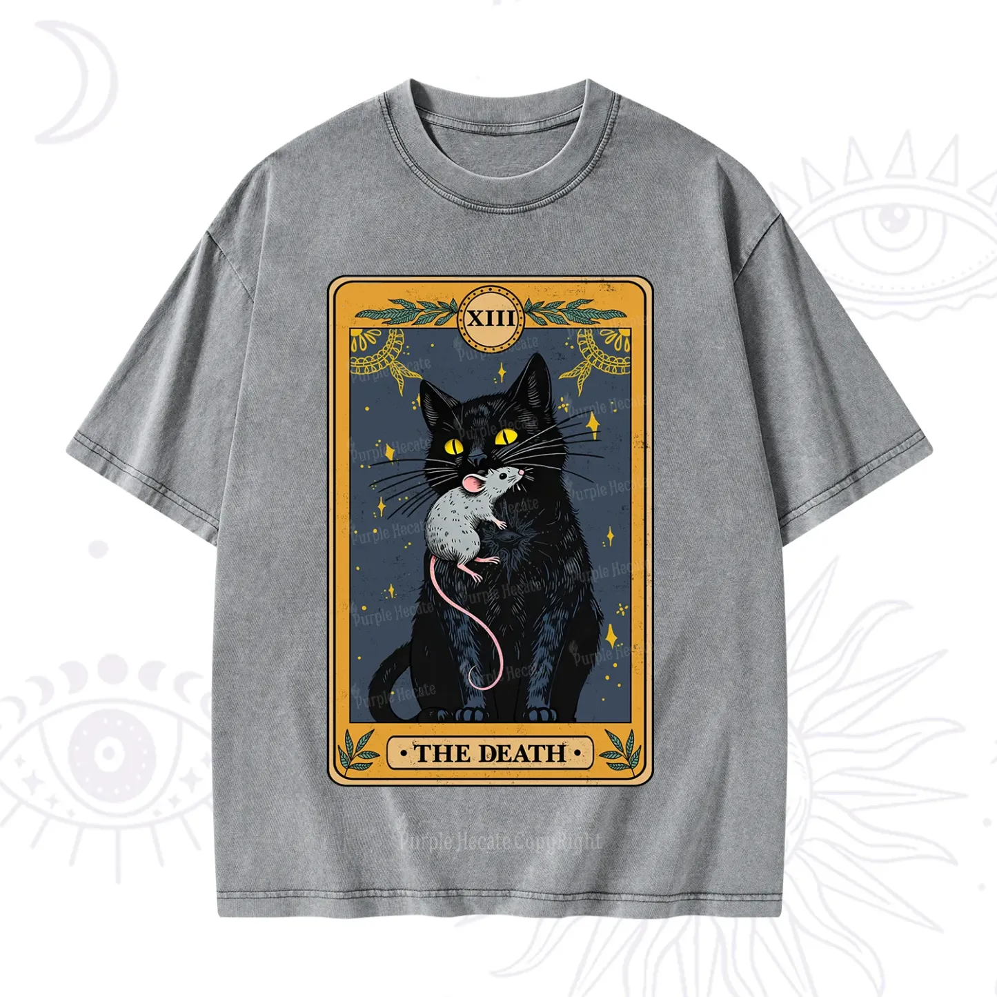 Purplehecate The Death Tarot Cat Washed T-Shirt
