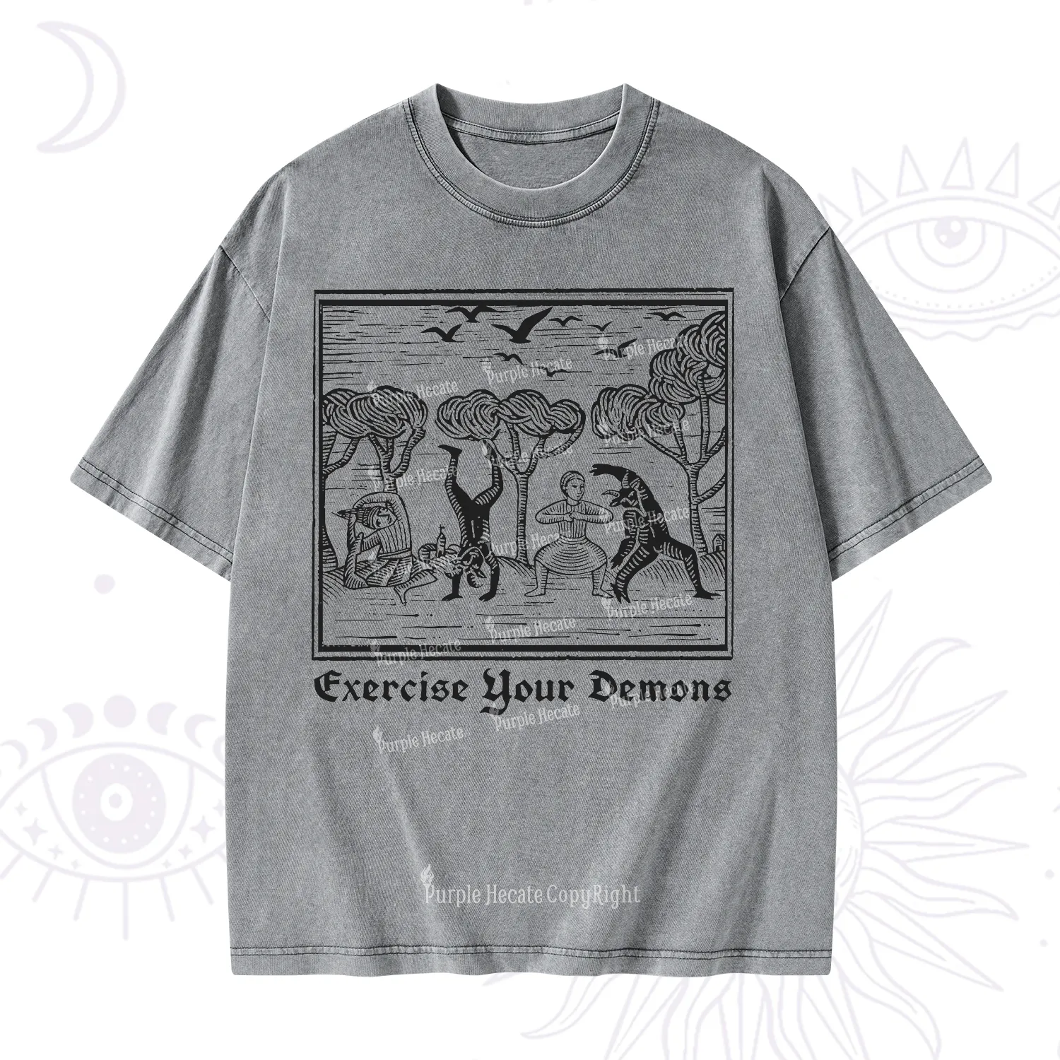 Purplehecate Exercise Your Demons Washed T-Shirt