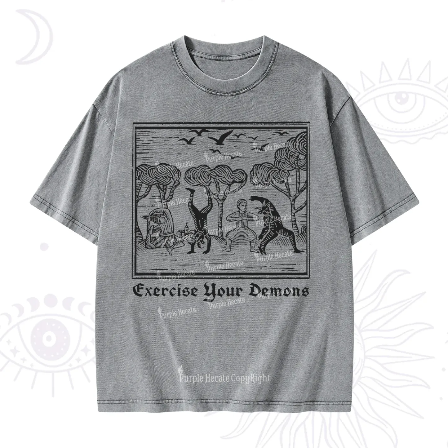 Purplehecate Exercise Your Demons Washed T-Shirt
