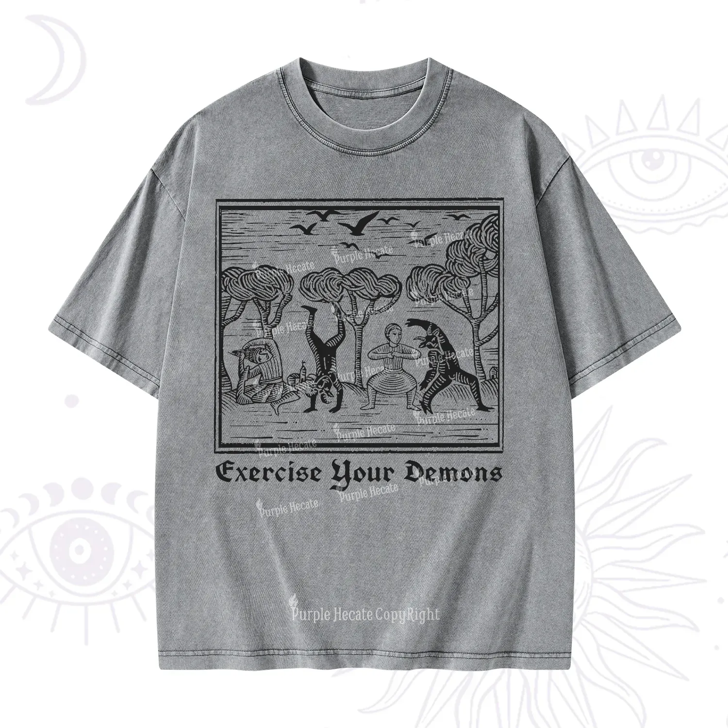 Purplehecate Exercise Your Demons Washed T-Shirt