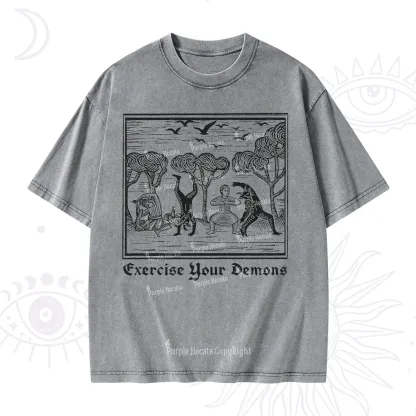 Purplehecate Exercise Your Demons Washed T-Shirt
