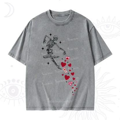 Purplehecate Dancing Skeleton of Love Valentine Washed T-Shirt