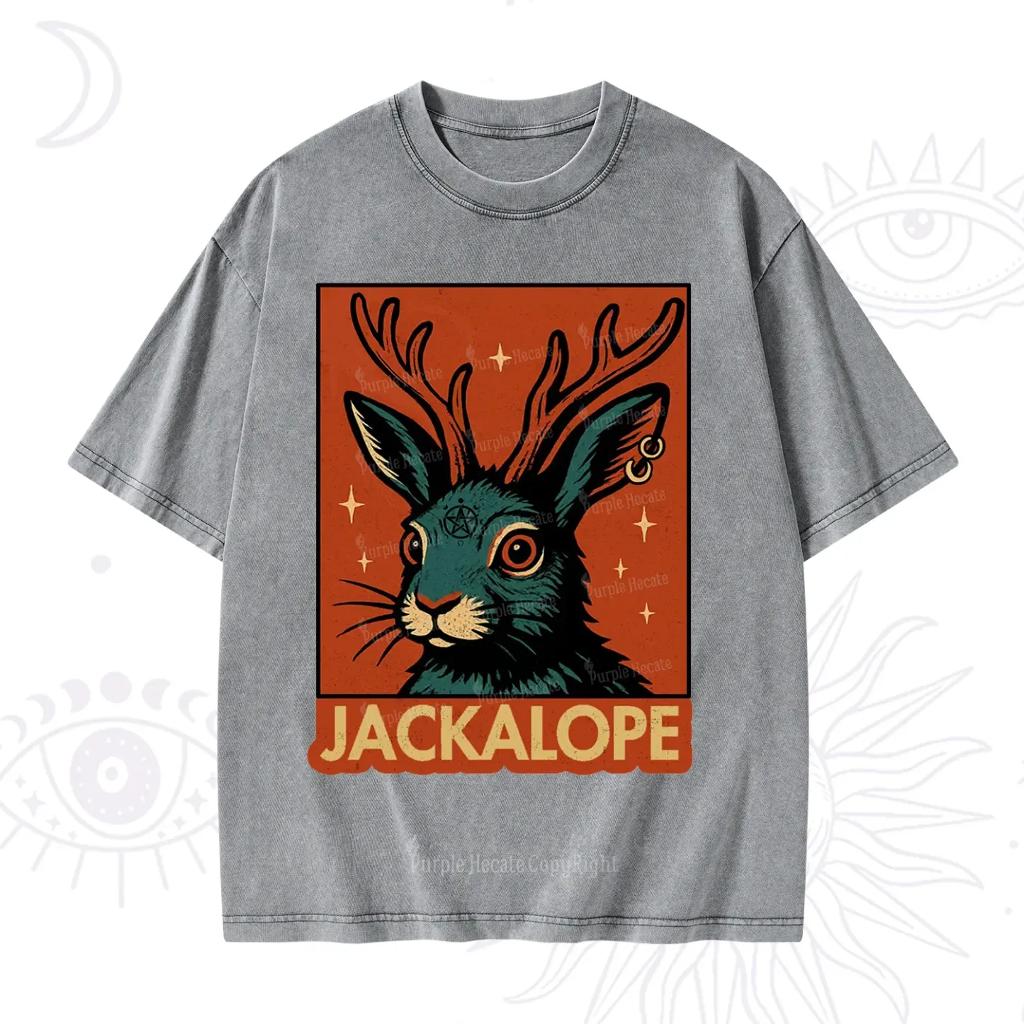 Purplehecate Funny Jackalope Washed T-Shirt