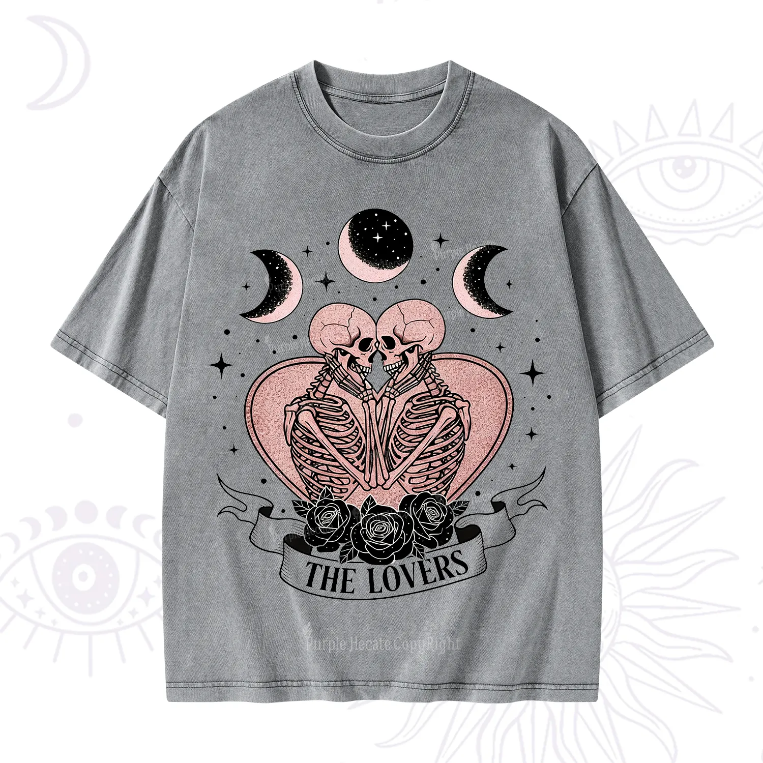 Purplehecate The Lovers of Skeletons Washed T-Shirt
