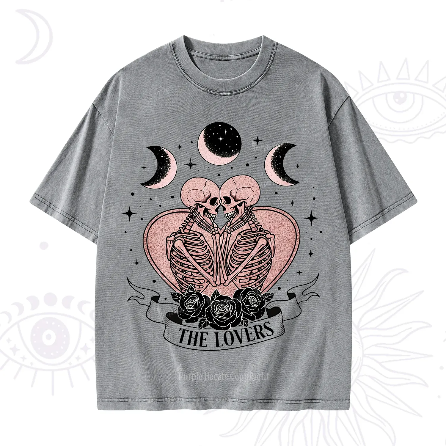 Purplehecate The Lovers of Skeletons Washed T-Shirt