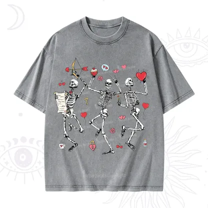 Purplehecate Skeleton Dancing Valentine Washed T-Shirt