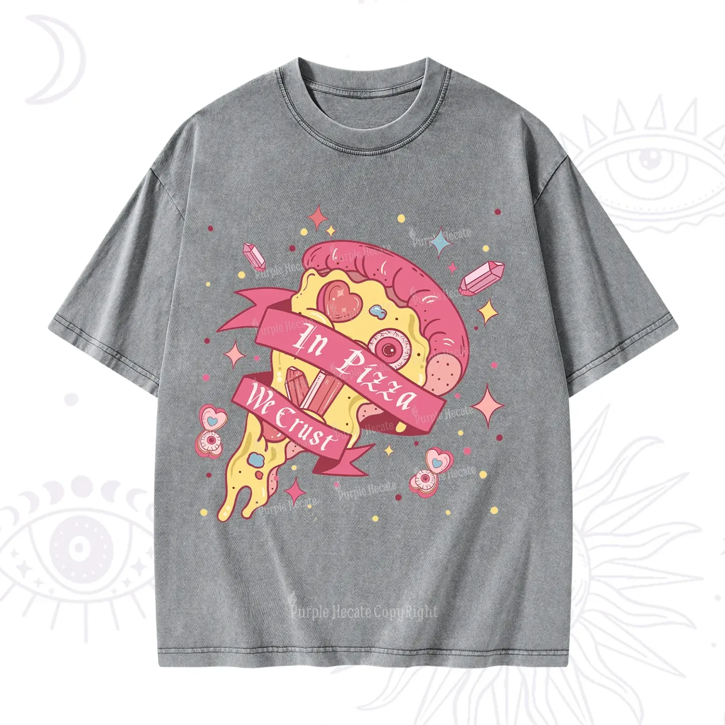 Purplehecate In Pizza We Crust Valentine Washed T-Shirt
