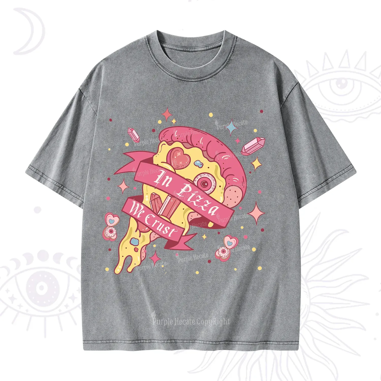 Purplehecate In Pizza We Crust Valentine Washed T-Shirt