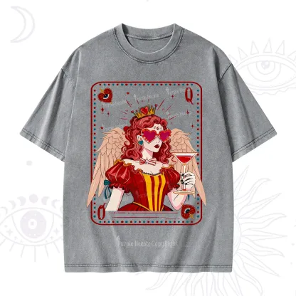 Purplehecate Queen of Hearts Angel Graphic Washed T-Shirt