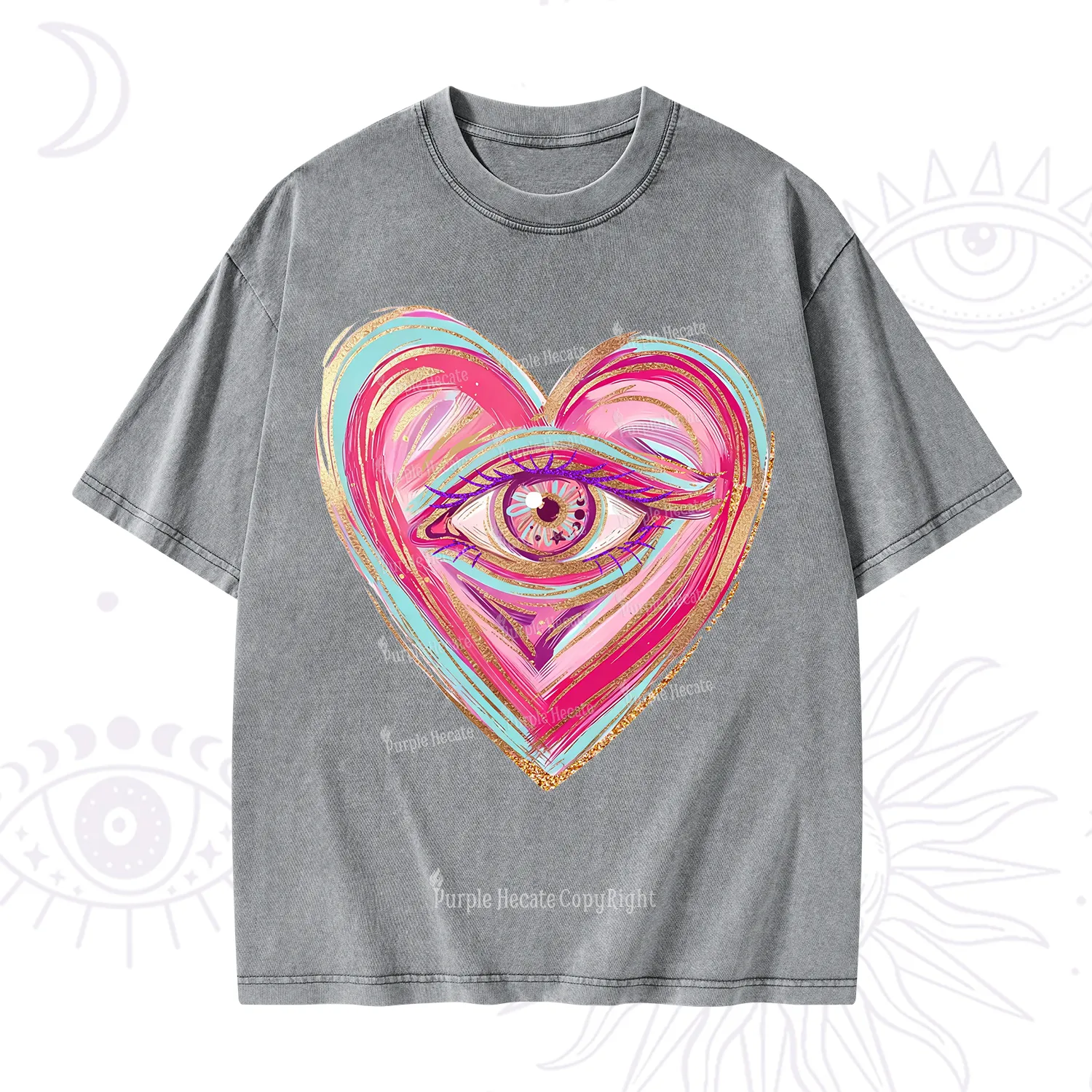 Purplehecate Eyes With Hearth Washed T-Shirt