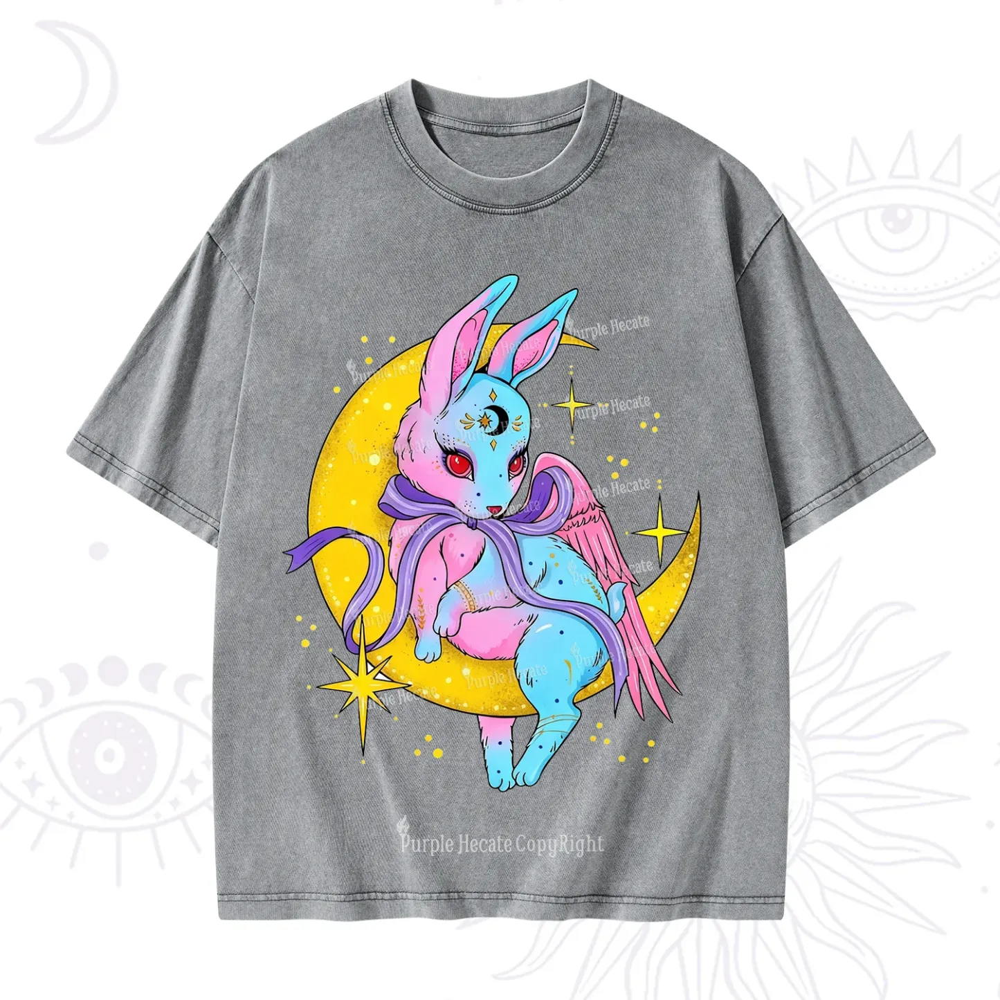 Purplehecate Moonlit Dream Bunny Washed T-Shirt
