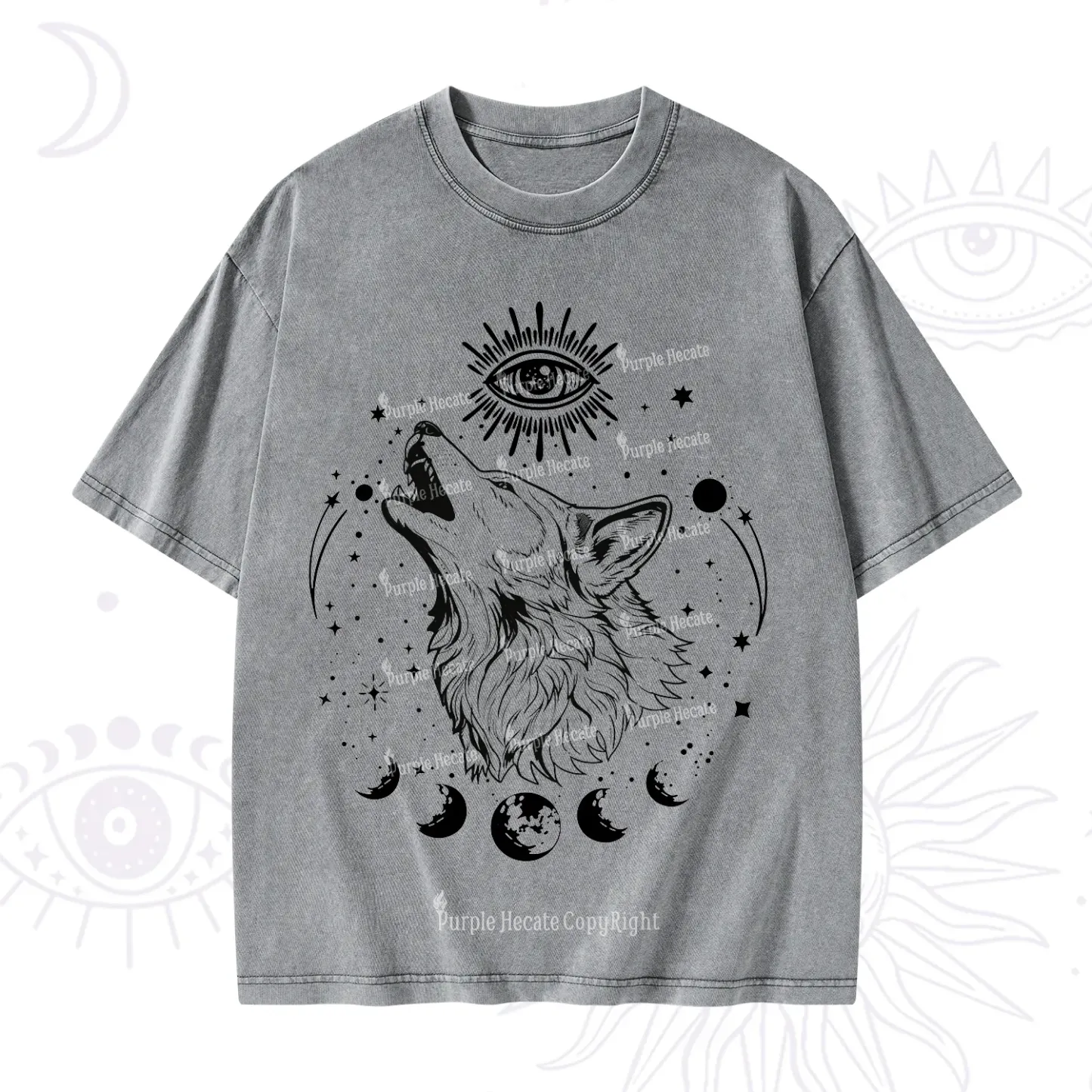 Purplehecate Howling Wolf Washed T-Shirt