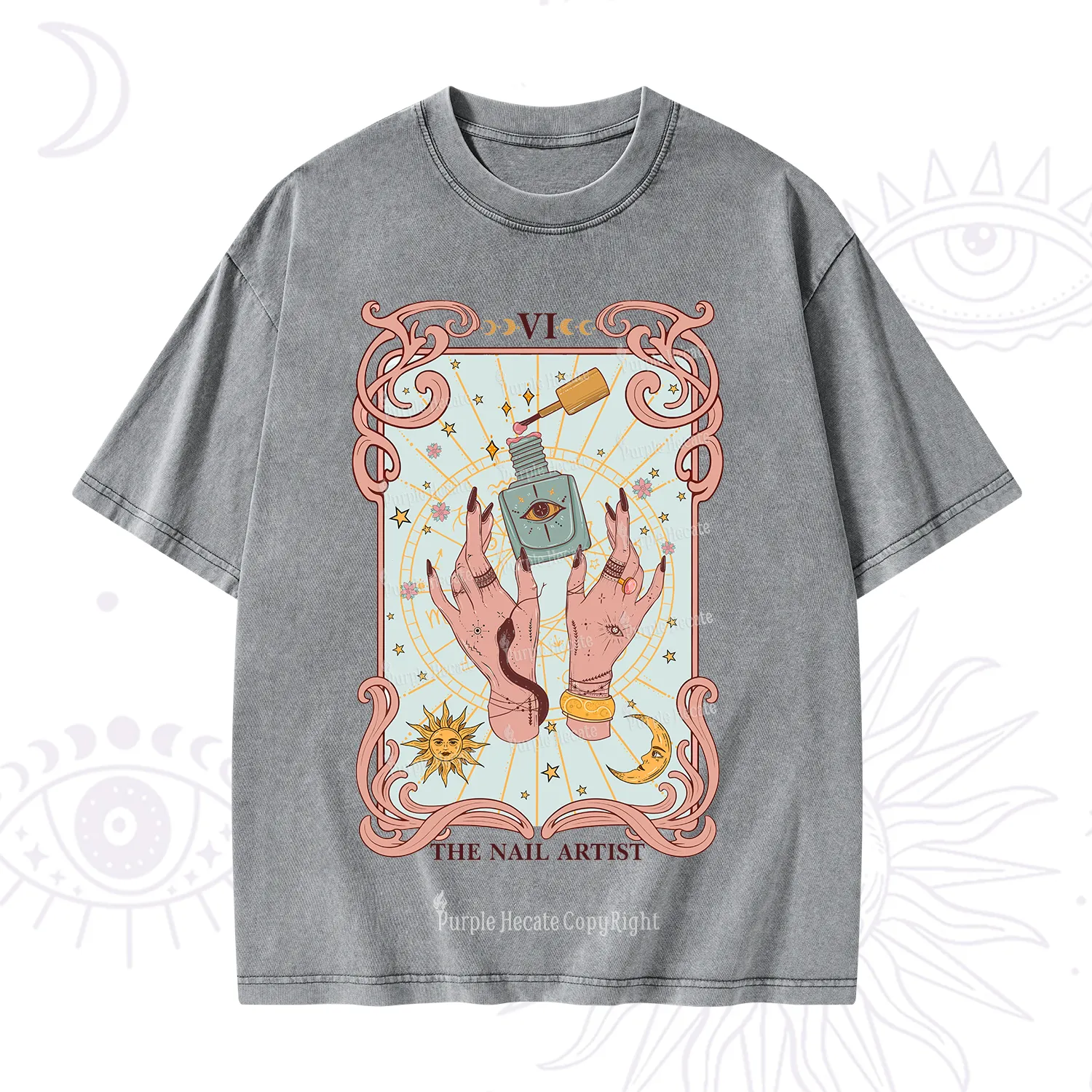 Purplehecate The Nail Artist Tarot Washed T-Shirt