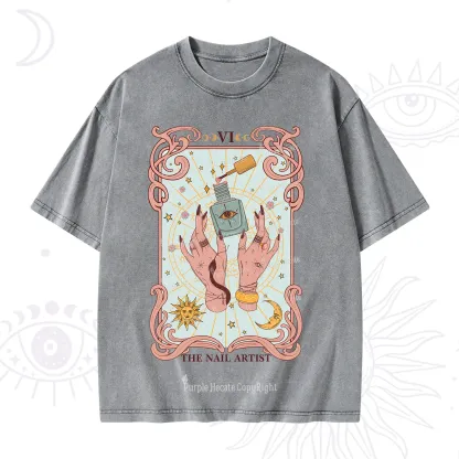 Purplehecate The Nail Artist Tarot Washed T-Shirt
