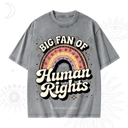 Purplehecate Big Fan Of Human Rights Rainbow Washed T-Shirt