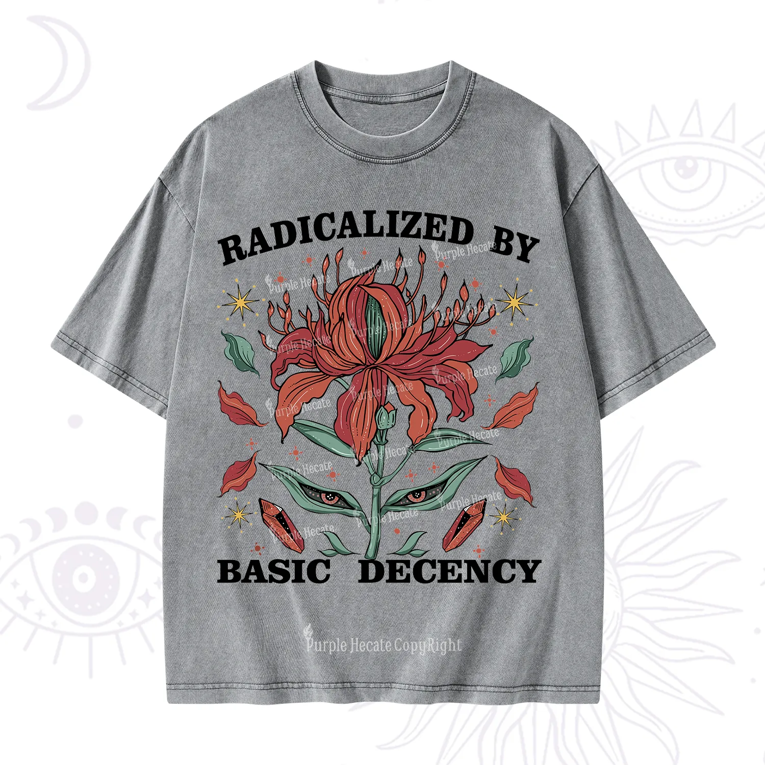 Purplehecate Radicalized By Basic Decency Washed T-Shirt