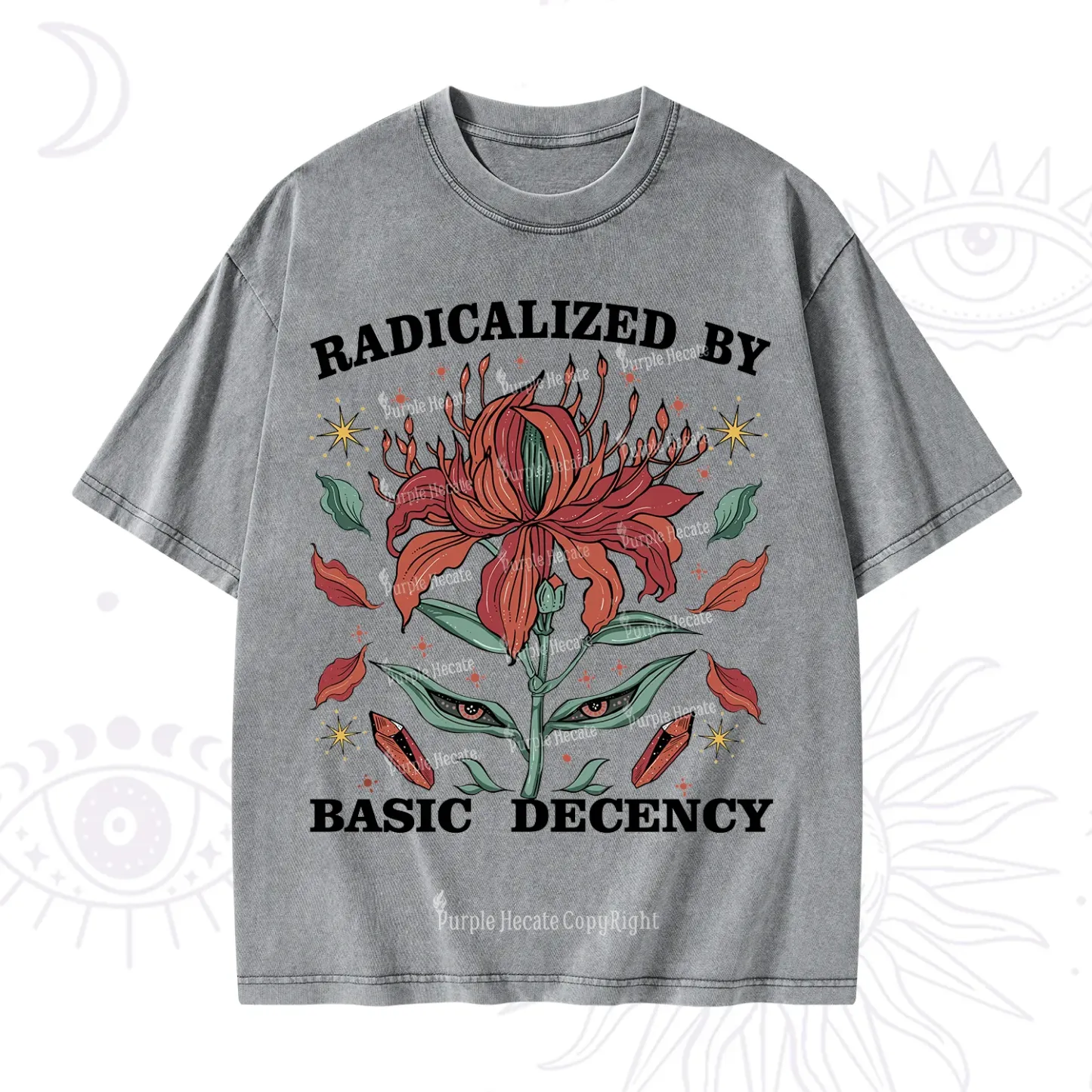 Purplehecate Radicalized By Basic Decency Washed T-Shirt