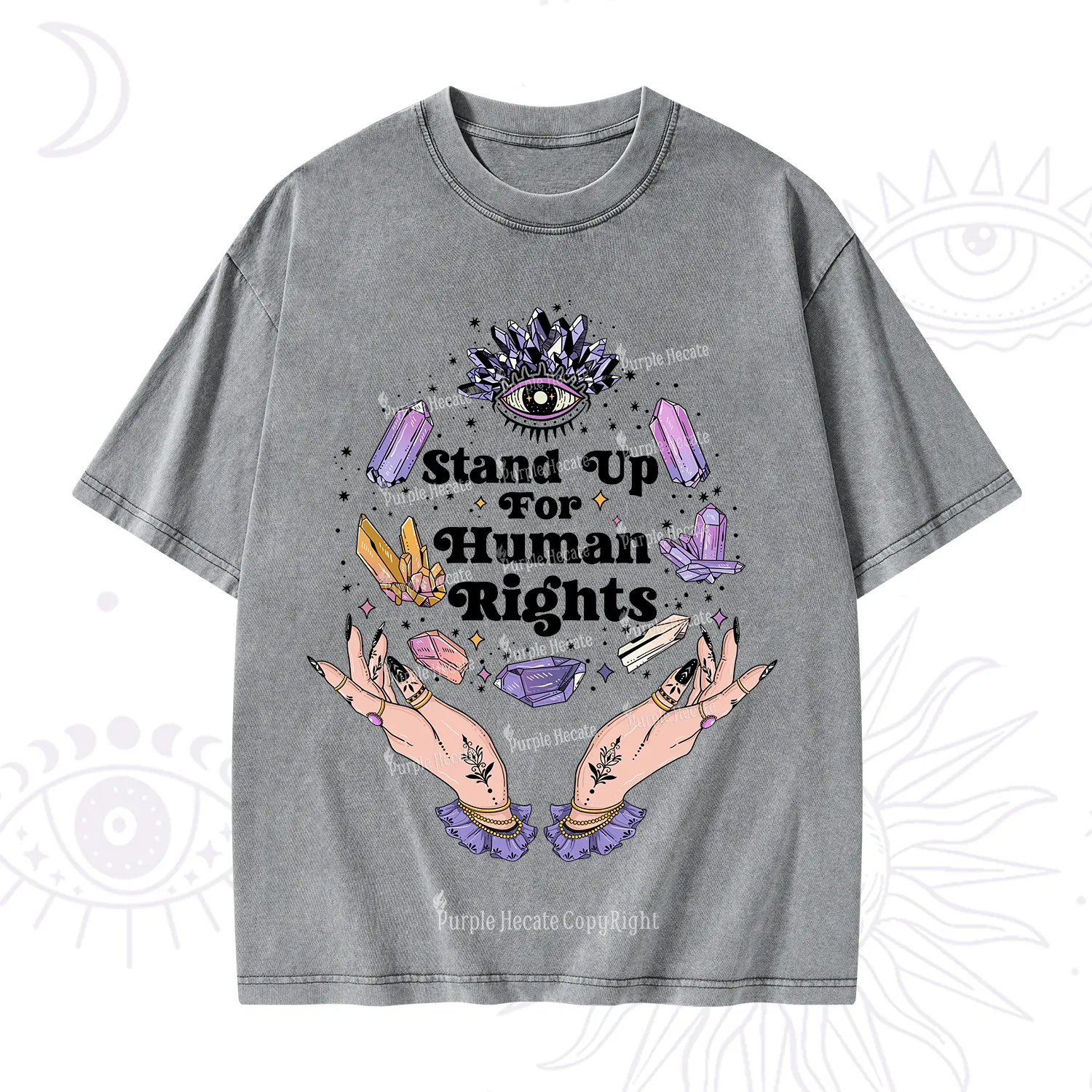 Purplehecate Stand Up For Human Rights Washed T-Shirt