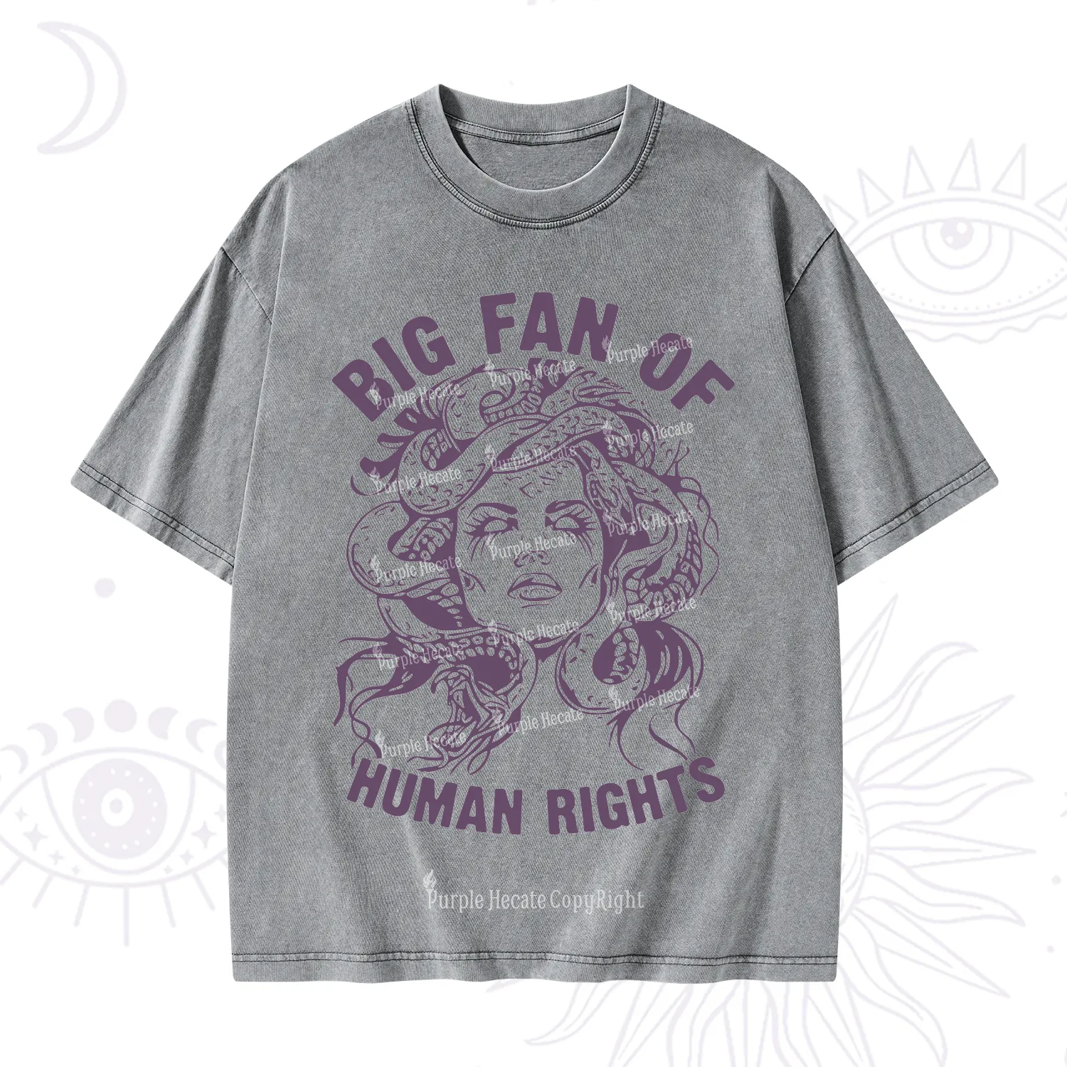Purplehecate Big Fan of Human Rights Washed T-Shirt