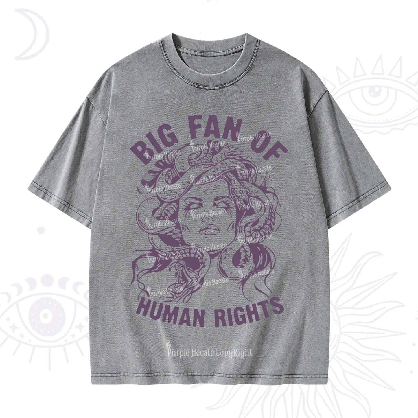 Purplehecate Big Fan of Human Rights Washed T-Shirt