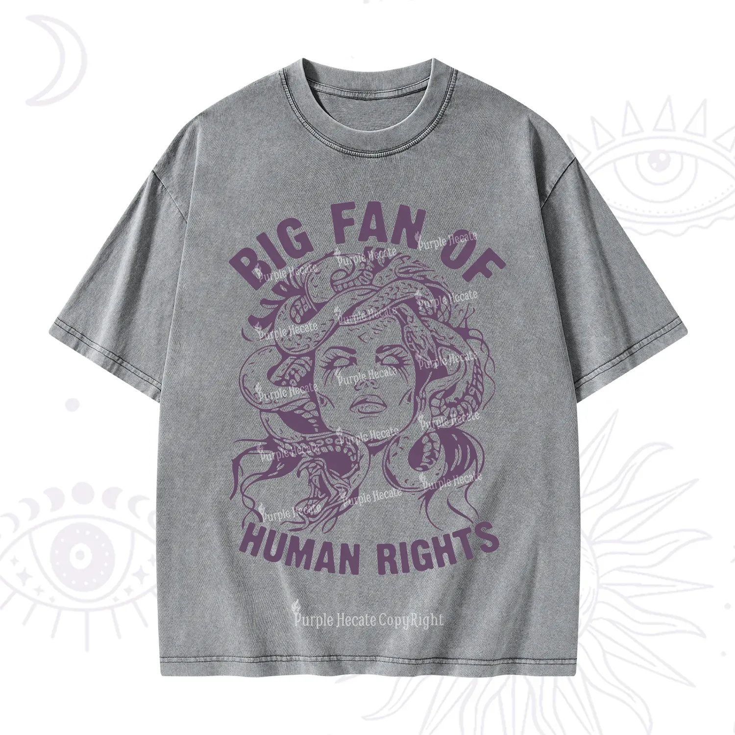 Purplehecate Big Fan of Human Rights Washed T-Shirt