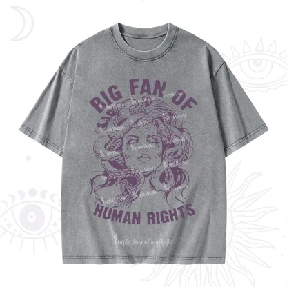 Purplehecate Big Fan of Human Rights Washed T-Shirt