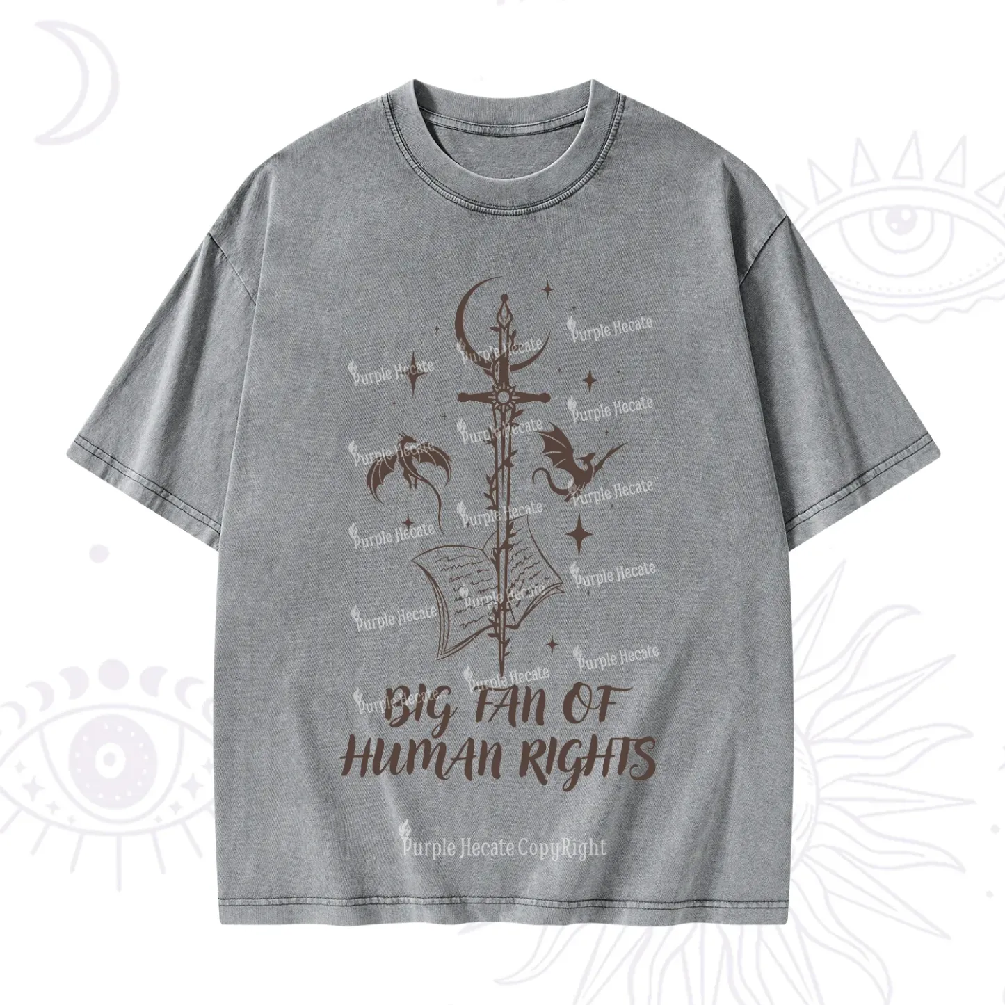 Purplehecate Big Fan Of Human Rights Washed T-Shirt