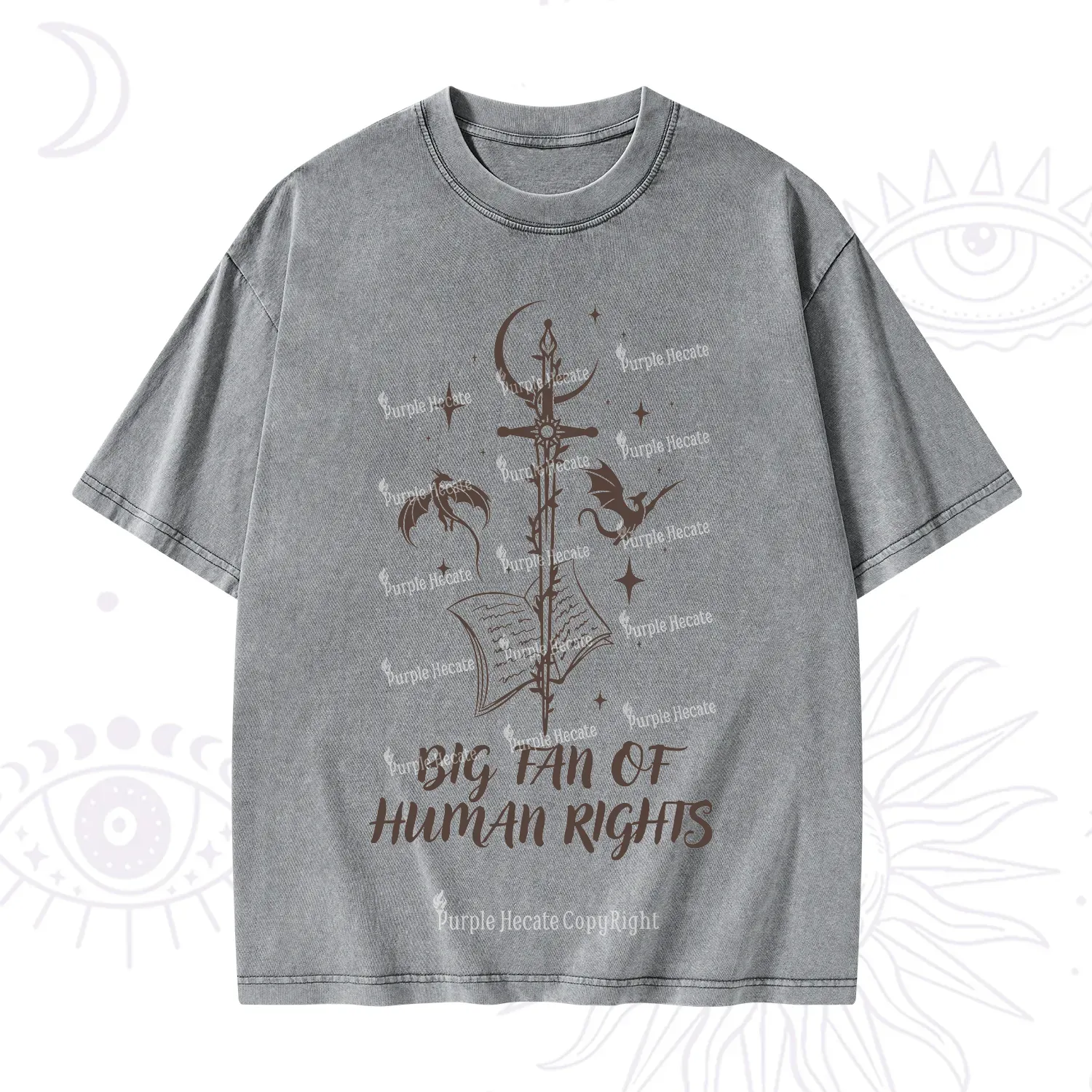 Purplehecate Big Fan Of Human Rights Washed T-Shirt