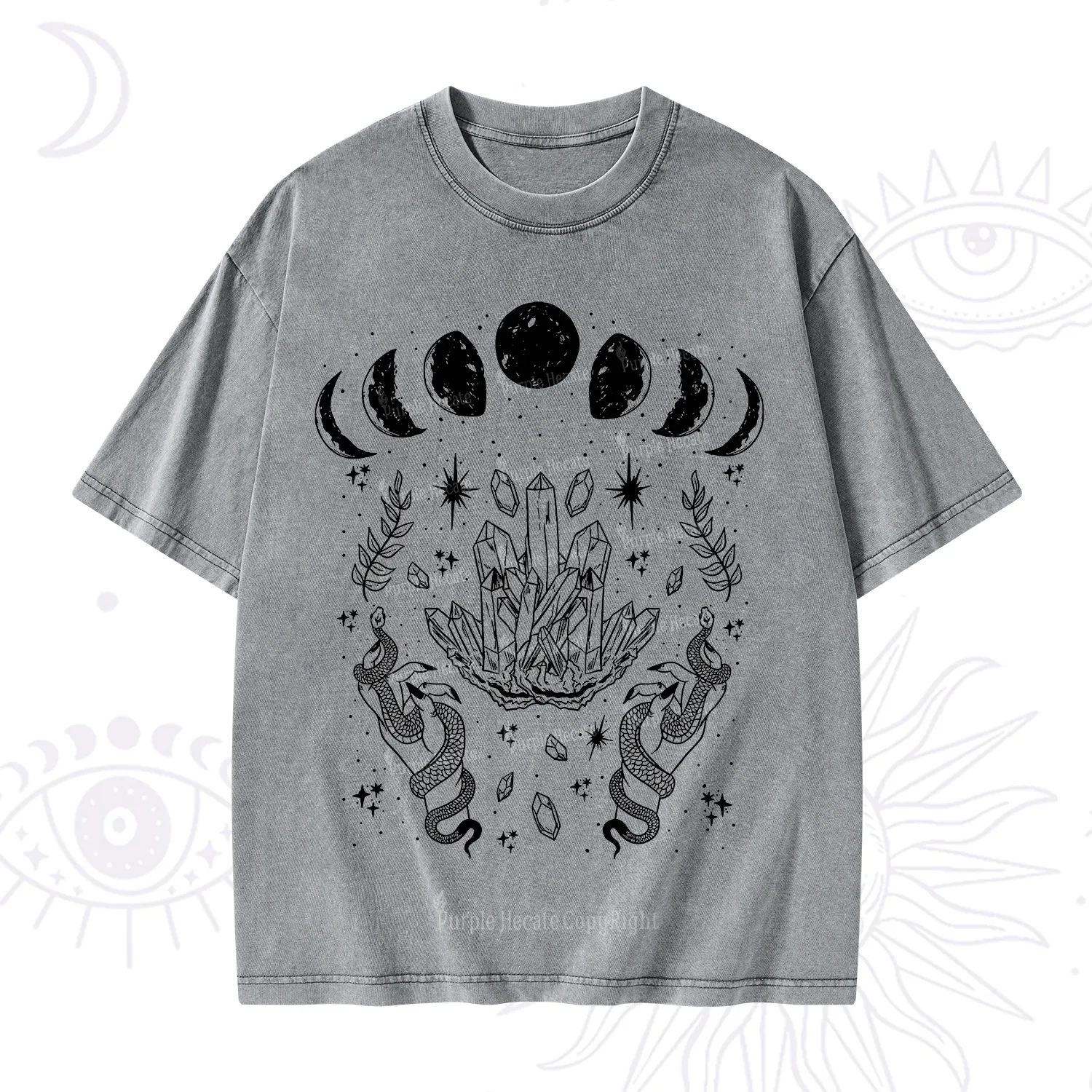 Purplehecate Serpents of the Moon Washed T-Shirt