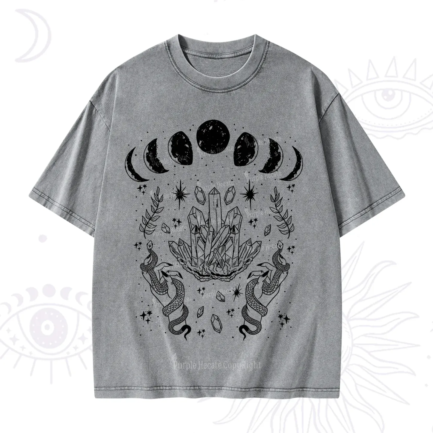 Purplehecate Serpents of the Moon Washed T-Shirt