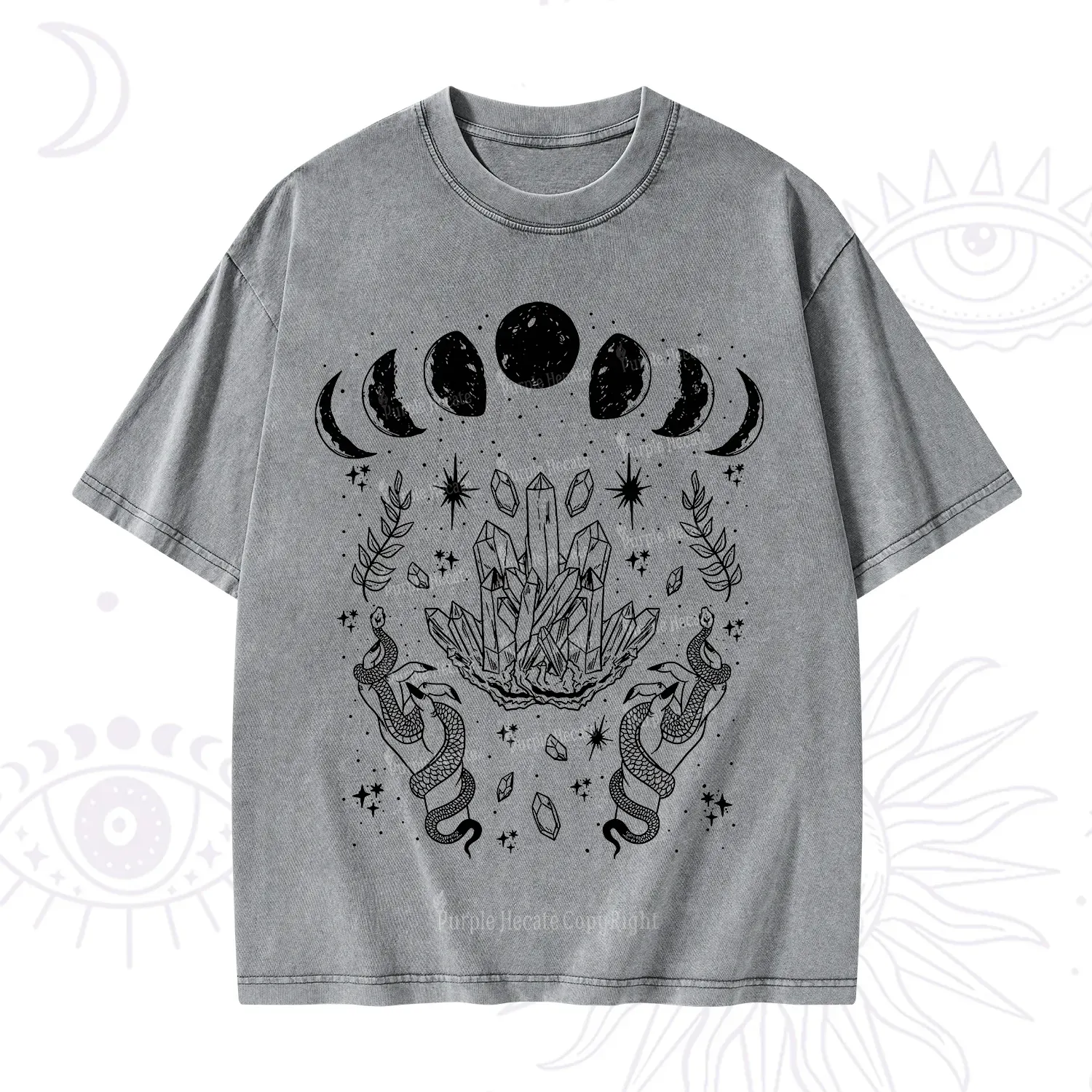 Purplehecate Serpents of the Moon Washed T-Shirt
