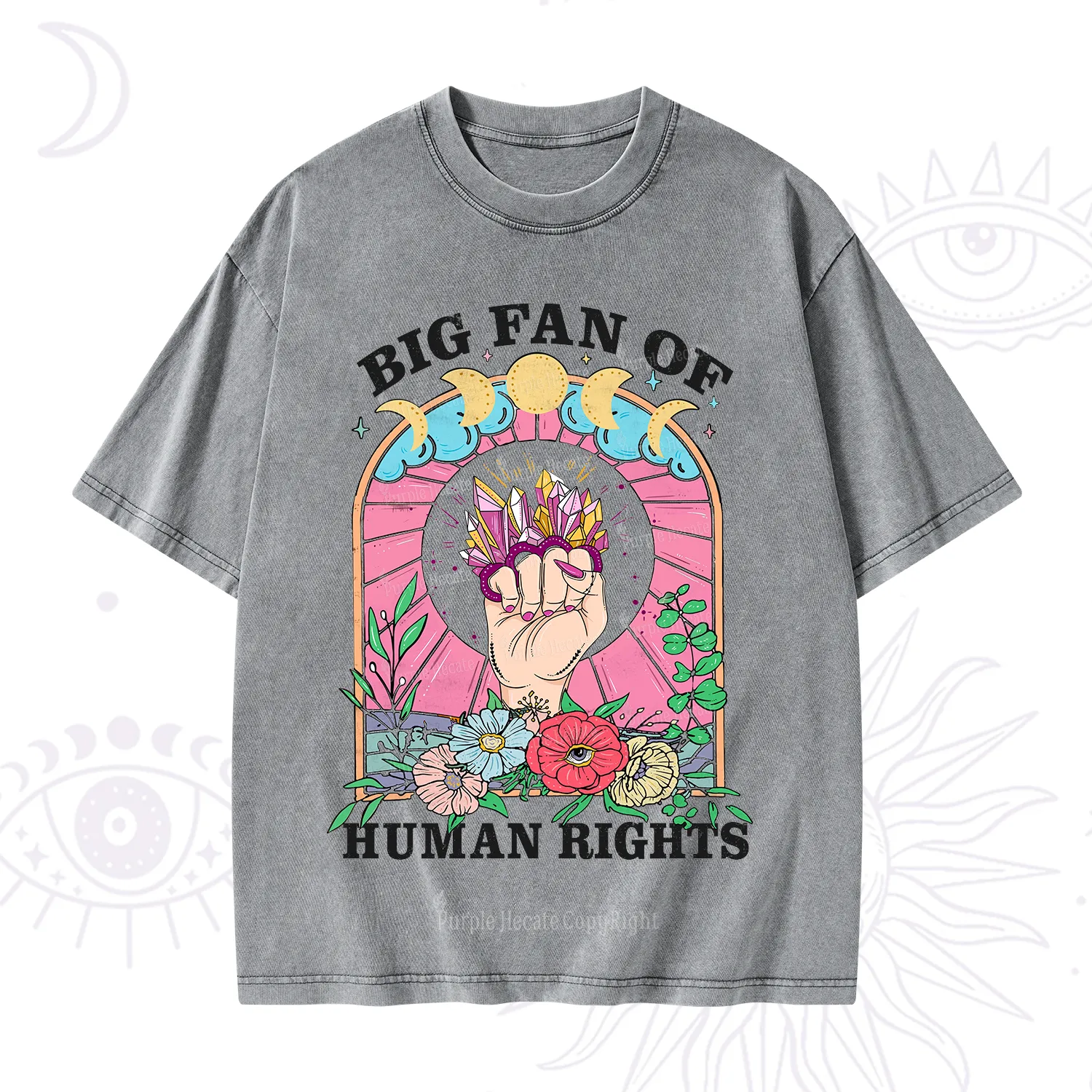 Purplehecate Big Fan of Human Rights Washed T-Shirt