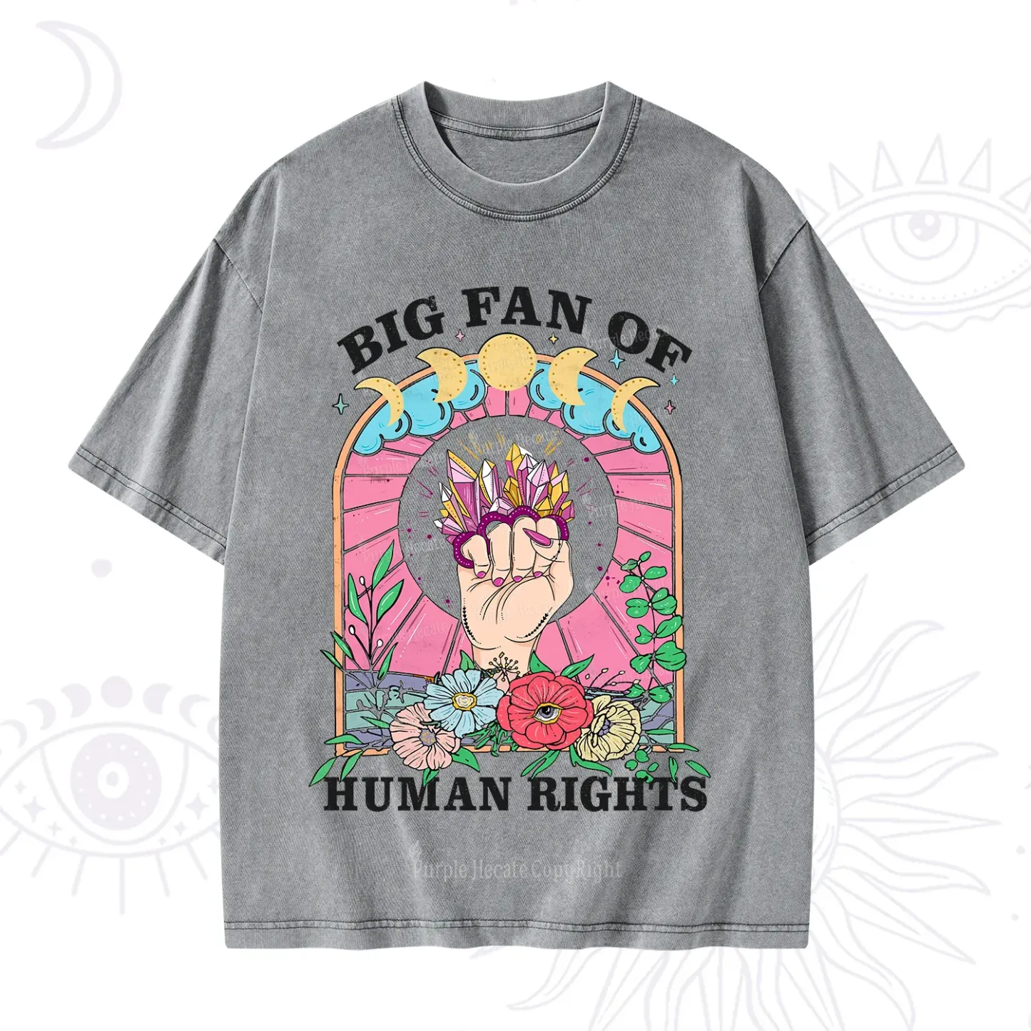 Purplehecate Big Fan of Human Rights Washed T-Shirt