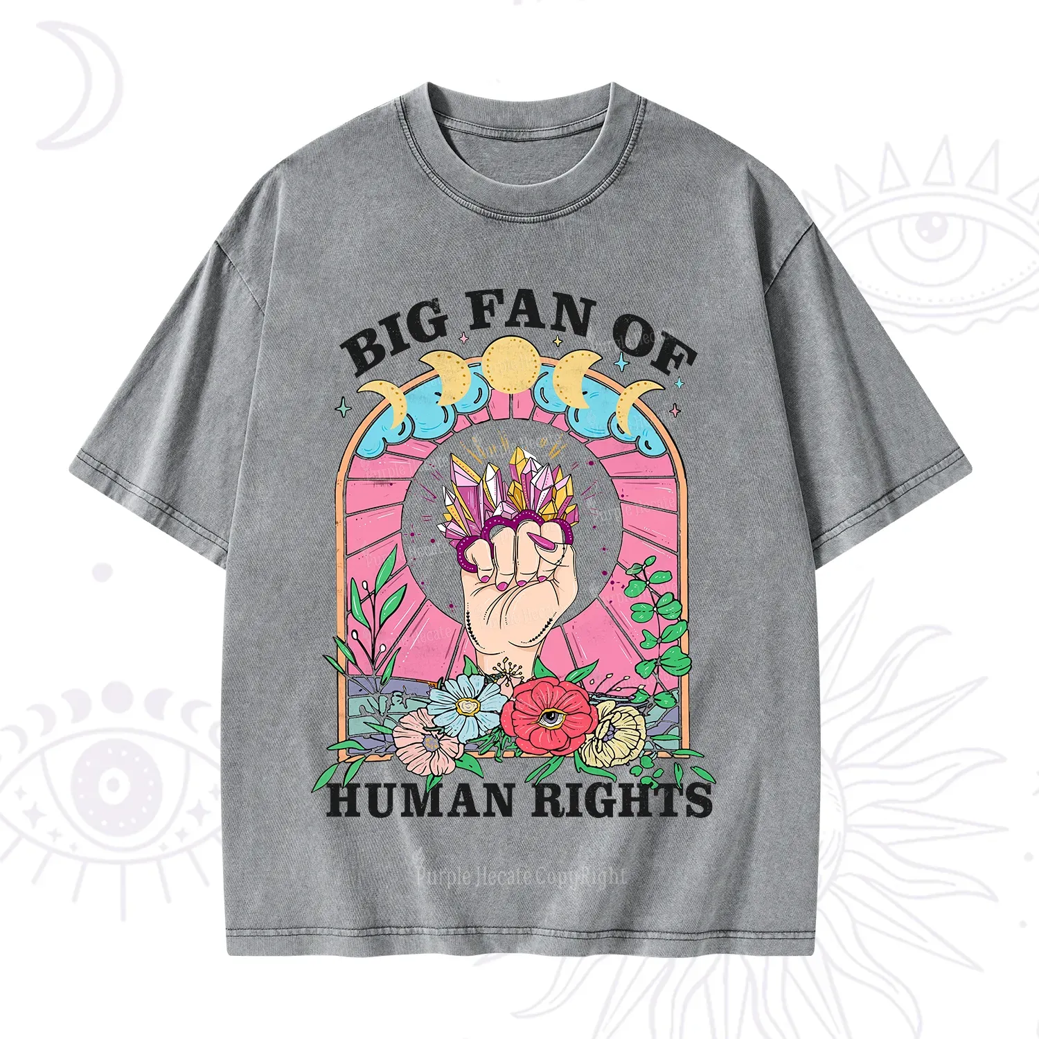 Purplehecate Big Fan of Human Rights Washed T-Shirt