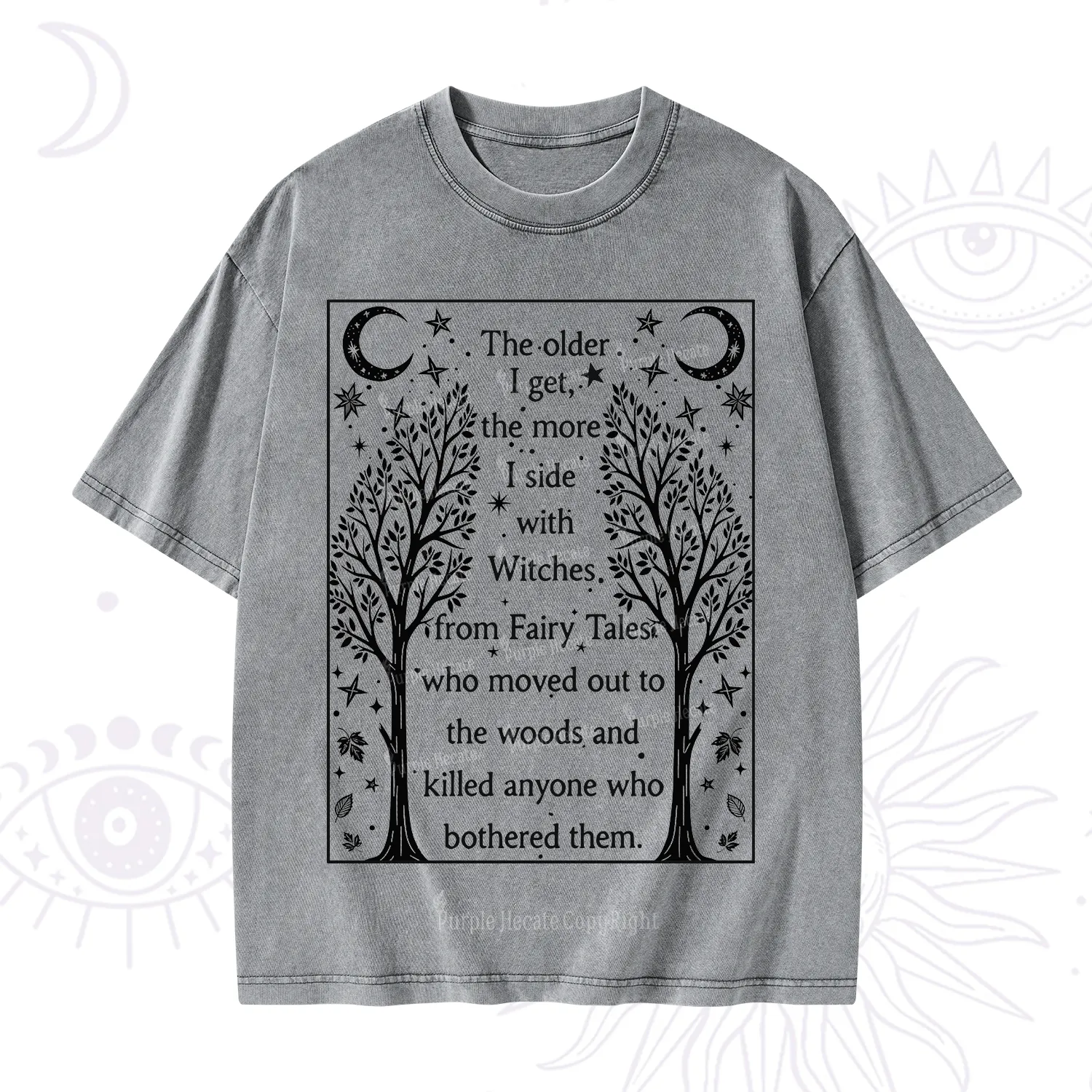 Purplehecate Side With Witches Washed T-Shirt