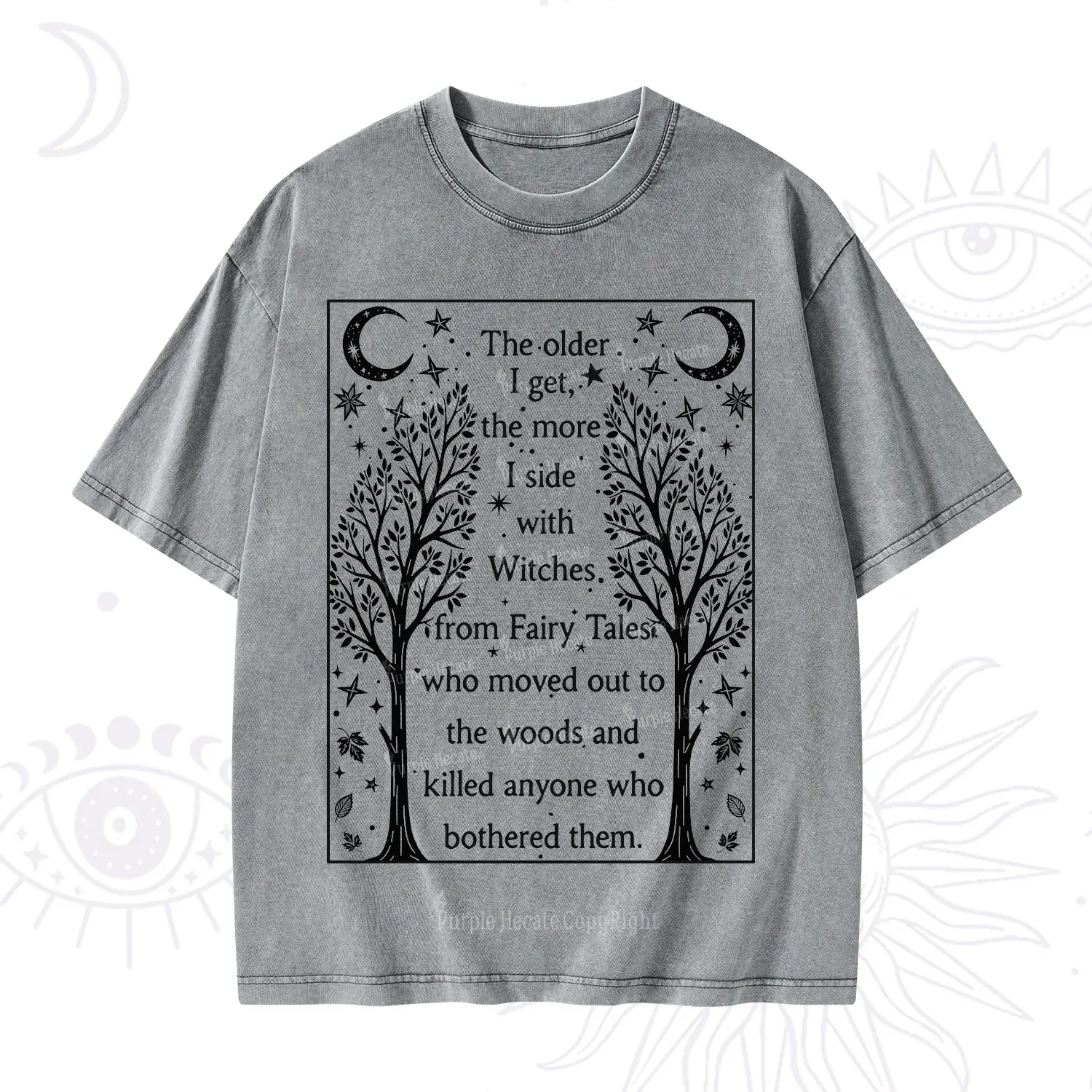 Purplehecate Side With Witches Washed T-Shirt