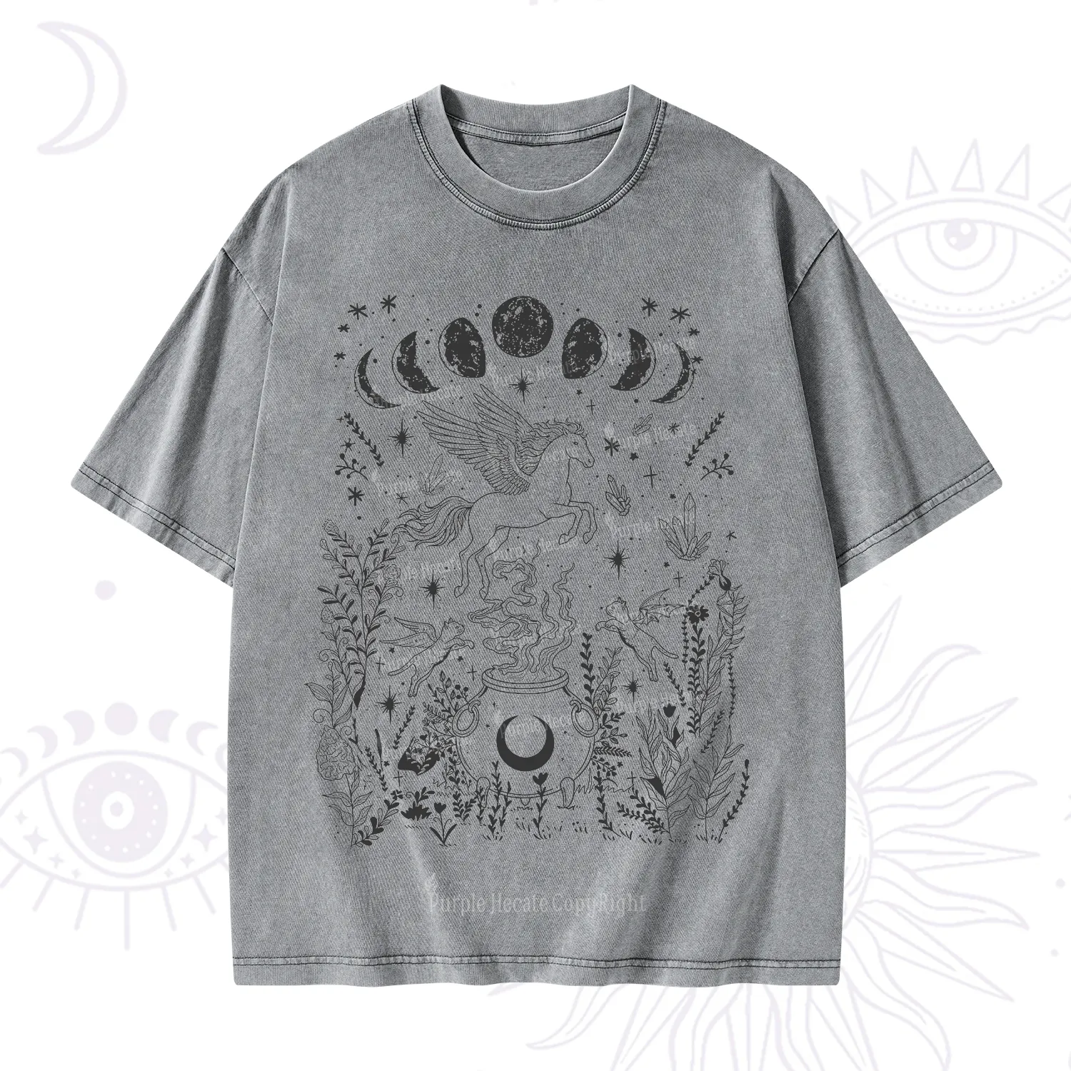 Purplehecate Celestial Pegasus Washed T-Shirt