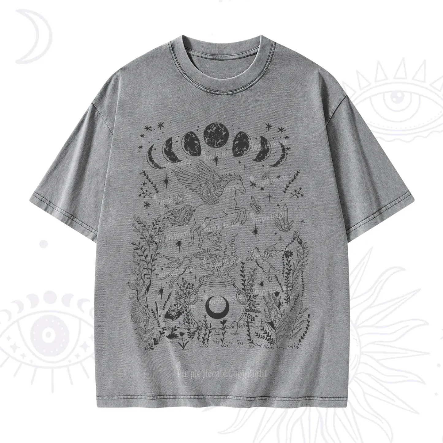 Purplehecate Celestial Pegasus Washed T-Shirt