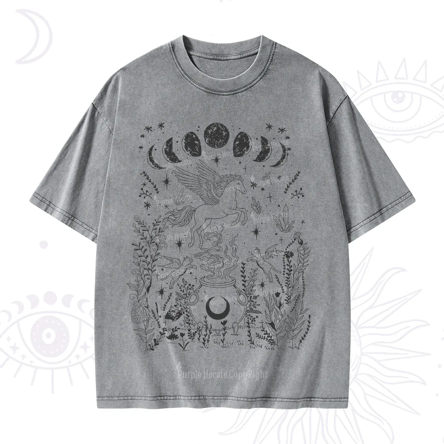 Purplehecate Celestial Pegasus Washed T-Shirt
