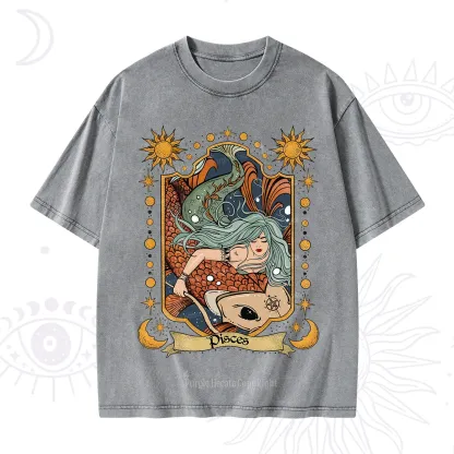 Purplehecate Mystic Pisces Zodiac Washed T-Shirt