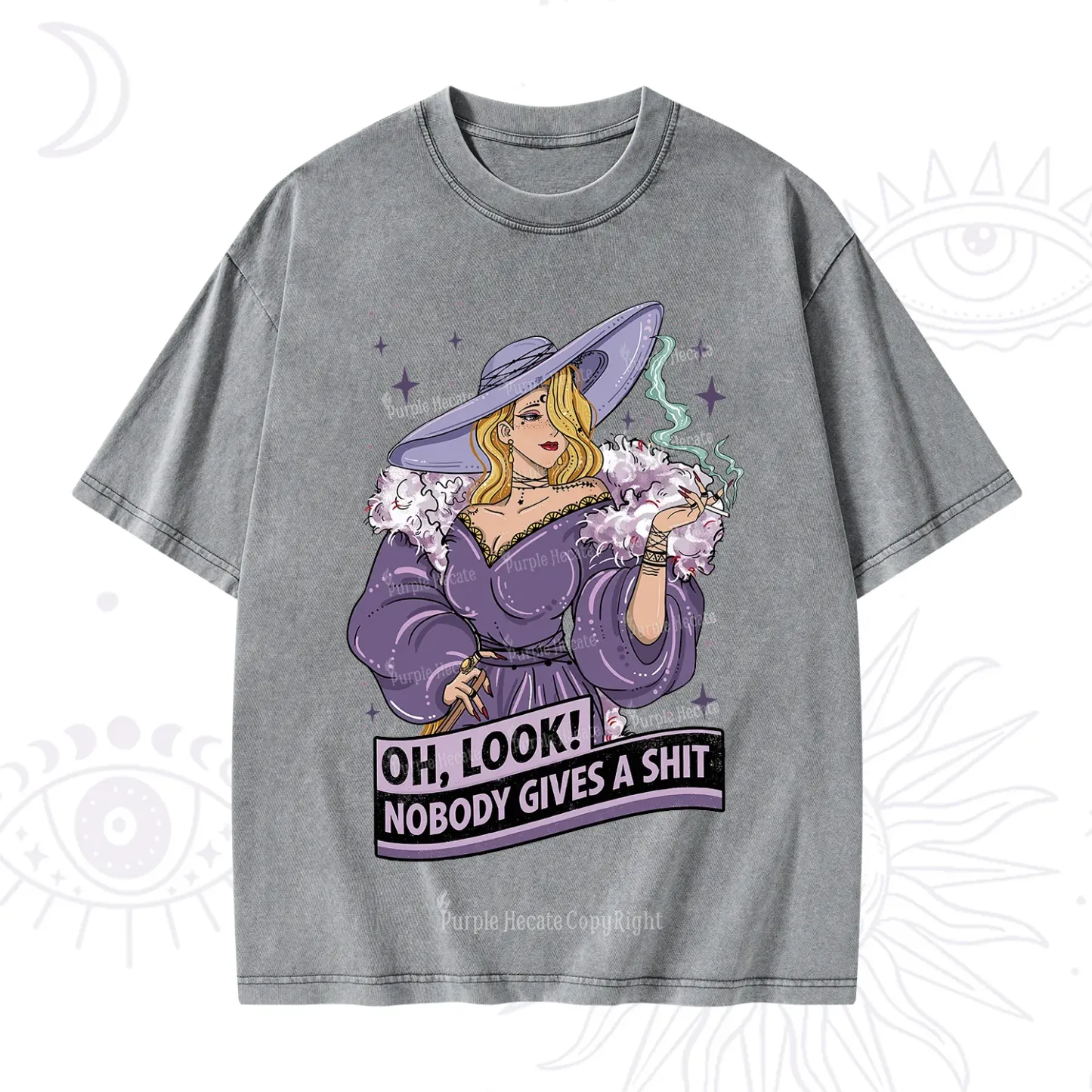 Purplehecate Oh Look Nobody Gives A Shit Washed T-Shirt