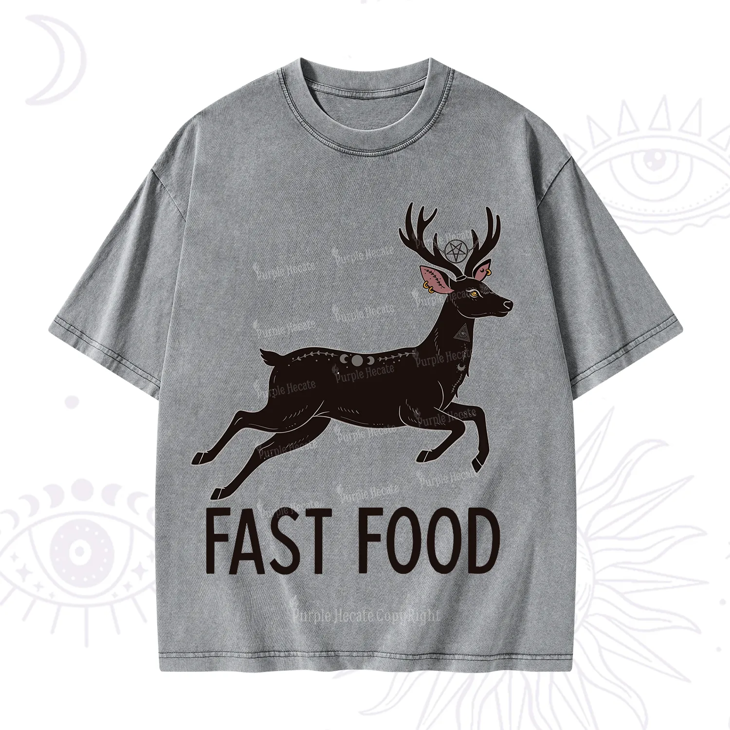 Purplehecate Fast Food Deer Washed T-Shirt
