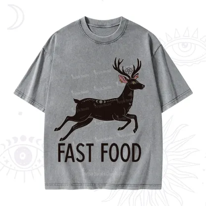 Purplehecate Fast Food Deer Washed T-Shirt