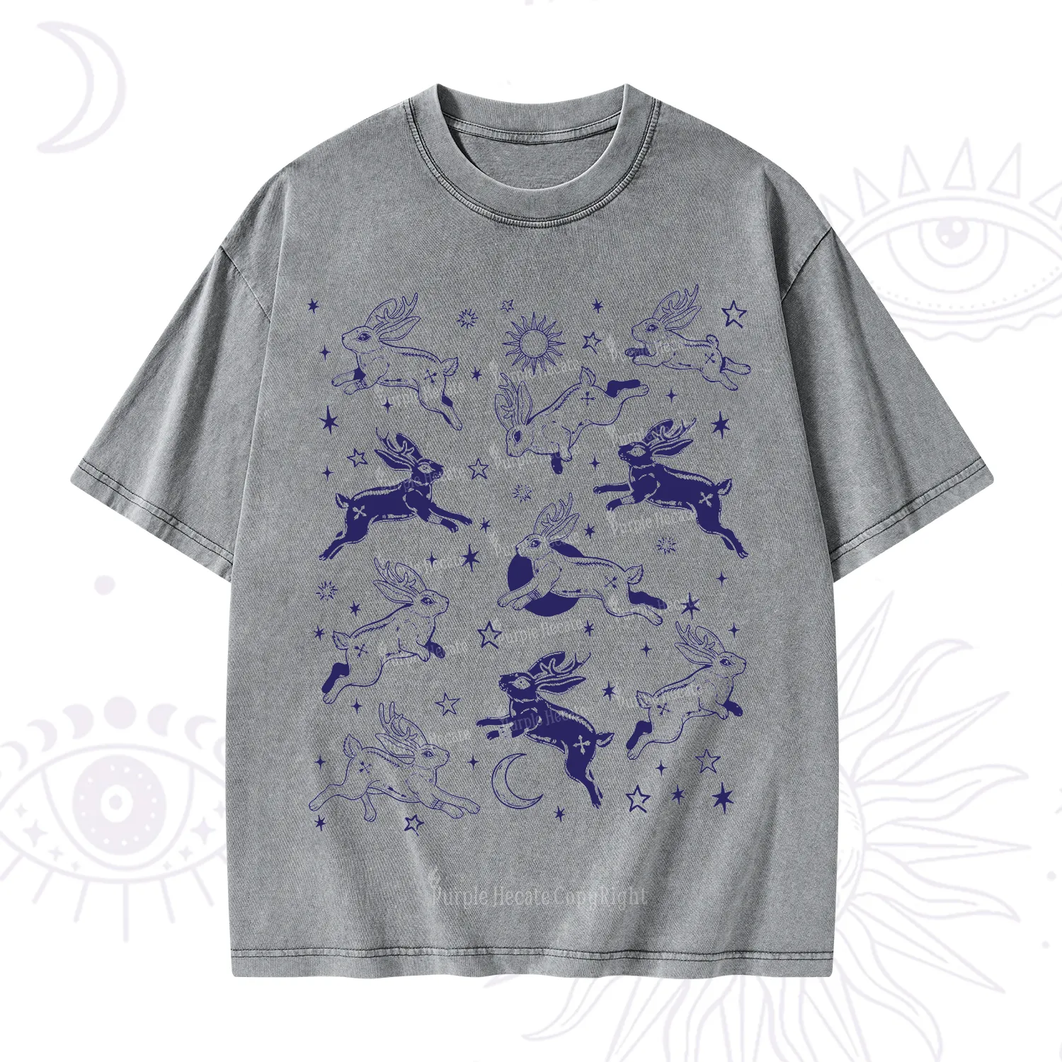 Purplehecate Bunnies in Space Washed T-Shirt