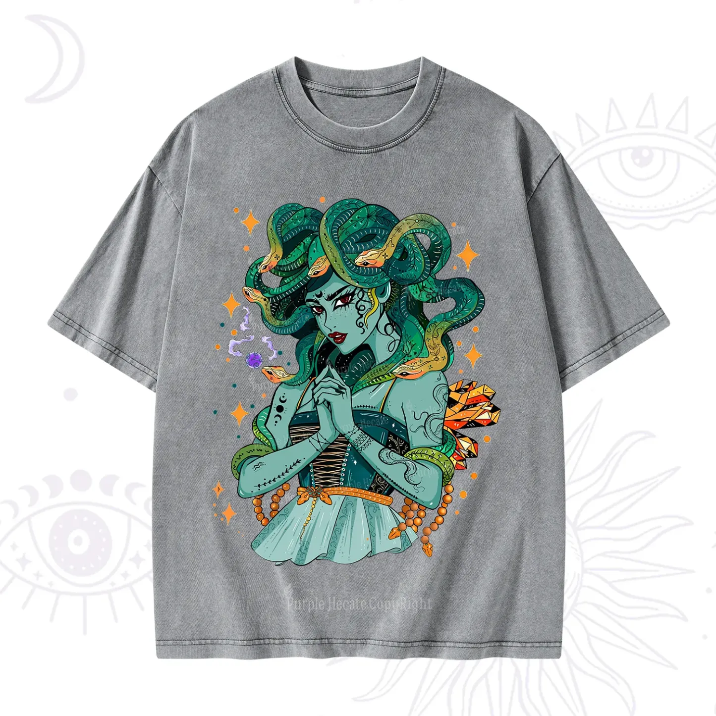 Purplehecate The Gorgon Medusa Washed T-Shirt