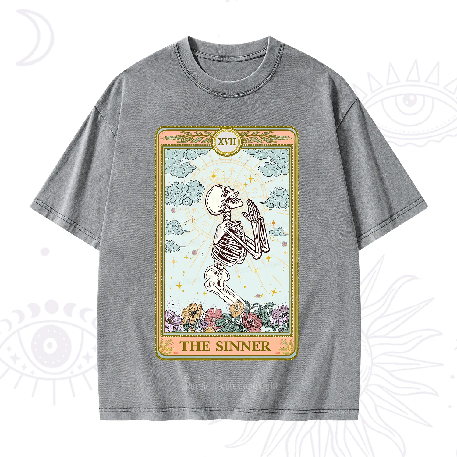 Purplehecate The Sinner Tarot Card Washed T-Shirt