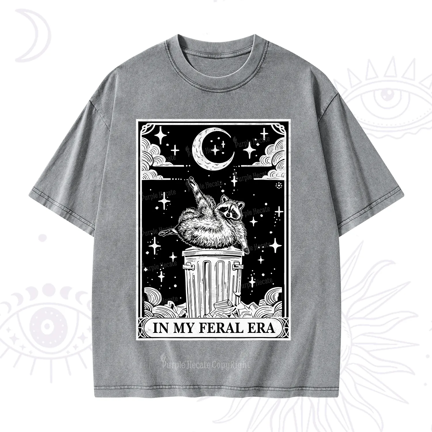 Purplehecate In My Feral Era Raccoon Tarot Washed T-Shirt