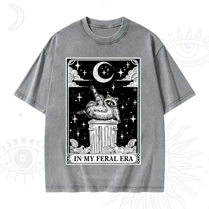 Purplehecate In My Feral Era Raccoon Tarot Washed T-Shirt