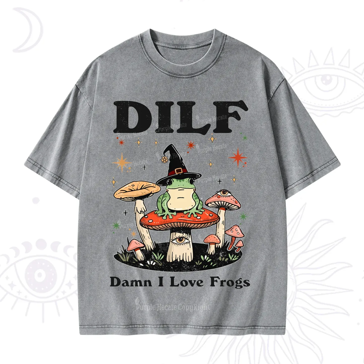 Purplehecate Dilf Damn I Love Frogs Washed T-Shirt